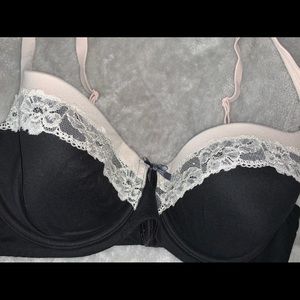 Black & pink lace body by VS demi bra